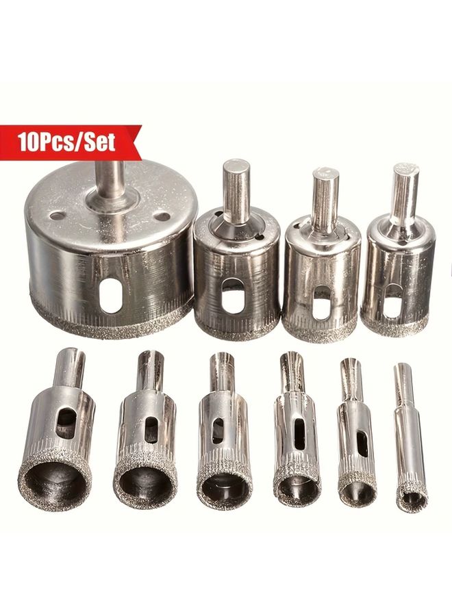 10pcs Diamond Hole Saw Set For Tile Marble Glass Ceramic Granite Porcelain - Image 1