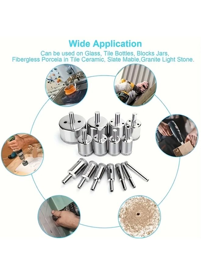 10pcs Diamond Hole Saw Set For Tile Marble Glass Ceramic Granite Porcelain - Image 5