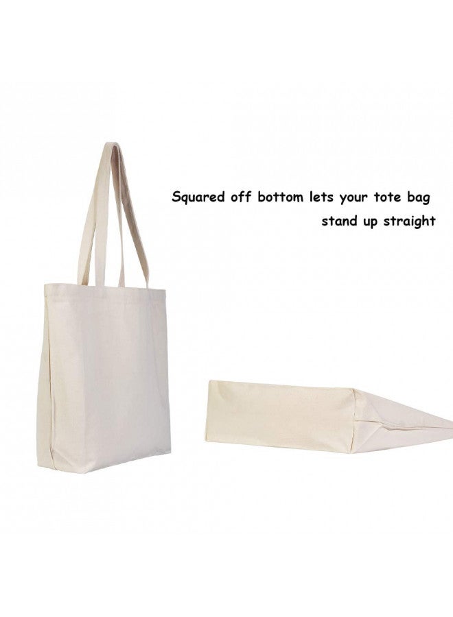 VPAL VPAL Large Canvas Tote Bag with Zipper, 19"x15" 12oz Natural Cotton Heavy DIY Tote for Crafting, Ironing and Embroidering (1 Pack) - Image 5