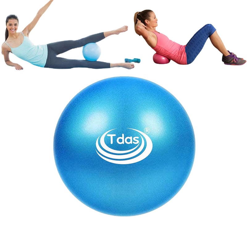 Tdas Polyvinyl Chloride (Pvc) Mini Gym Ball – 25 Cm Exercise Ball With Inflatable Straw Home Gym Swiss Yoga Fitness Physiotherapy Physio Massage Balls Birth Pregnancy Pilates (Blue, 25 Cm) - Image 1