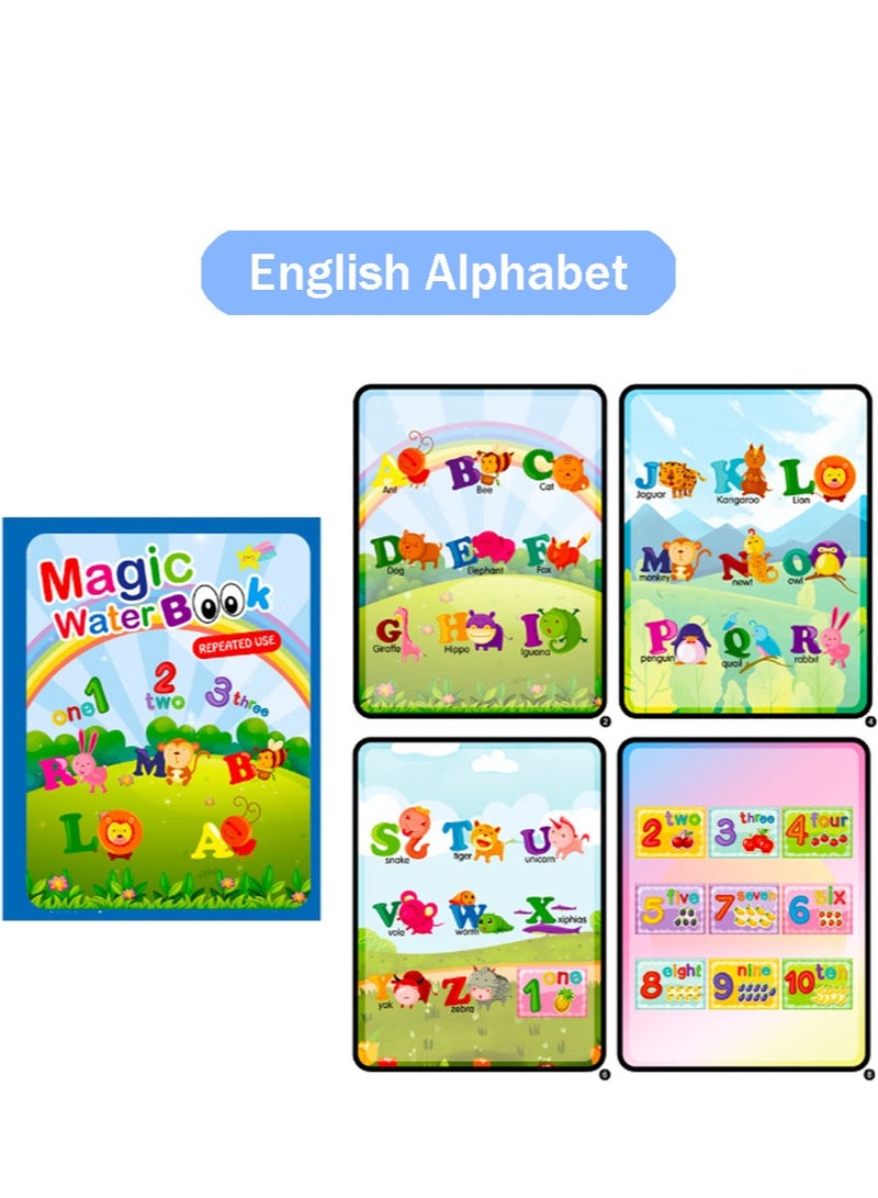 4 Pack Watercolor Magic Books Toddler Kids Reusable Drawing Cartoon Alphabet Fruits Animals Cars Coloring Book Boys Girls Educational Learning Toys Gift - Image 3