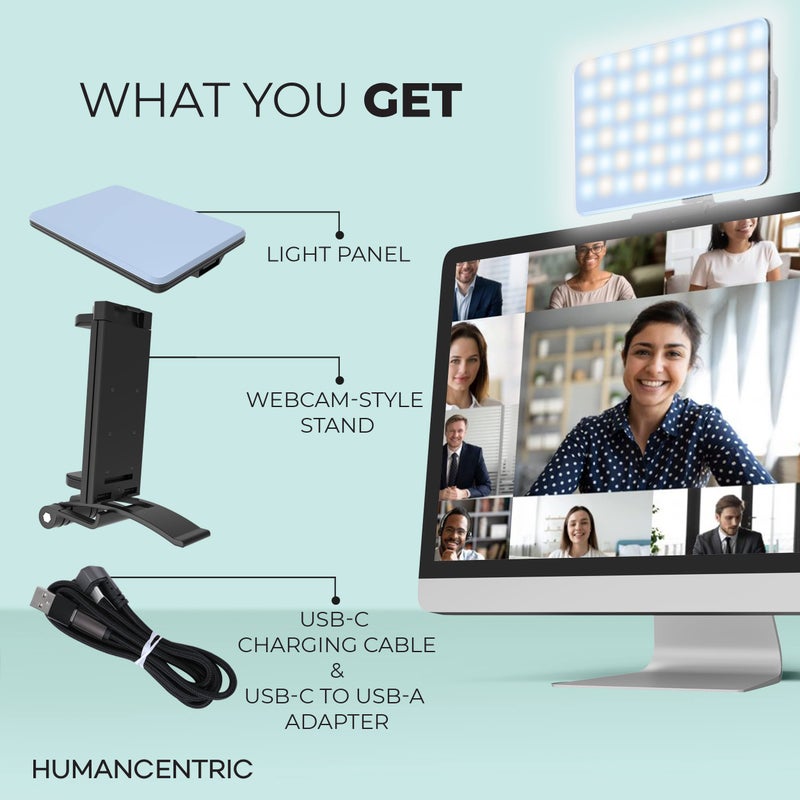 HumanCentric Video Conference Lighting Kit, Camera Light for Zoom Meetings, Streaming Video Face Light, Easy Setup for Remote Work, Computer Monitor or Laptop Light for Video Conferencing - Image 4