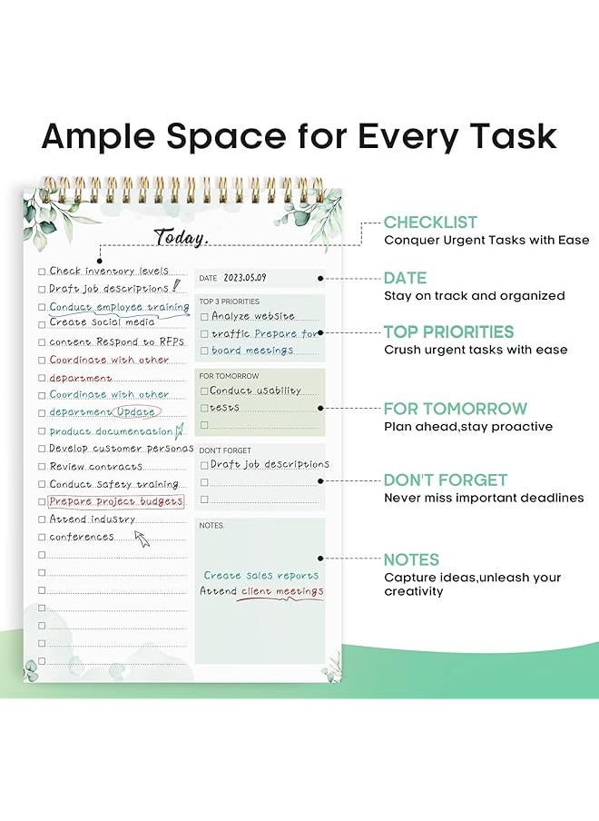 erorex - Undated To Do List Notebook For Work Home And School 52 Sheets Reusable Task Planner With Tear Off Pages Organizer Nature Design - Image 1