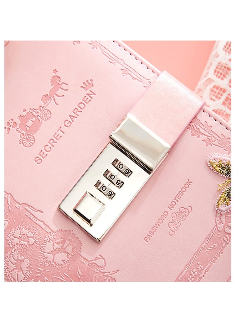 كاست ويف مذكرات قابلة للقفل، جدول أعمال دفتر ملاحظات من جلد البولي يوريثان بكلمة مرور مع ديكور على شكل فراشة، B6 مجلة سفر سرية مع قفل للوازم المدرسية المكتبية هدية عيد ميلاد للطلاب - Image 3