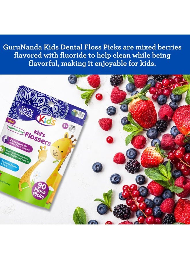 GuruNanda خيوط تنظيف الأسنان للأطفال، خيوط على شكل زرافة طويلة جدًا، خالية من الفلورايد، تصميم مقاوم للانزلاق ومقاوم للتمزق ومقبض صديق للبيئة بنكهة التوت، مثالية للأعمار من 3 سنوات فما فوق، 90 قطعة (عبوة من 1) - Image 5