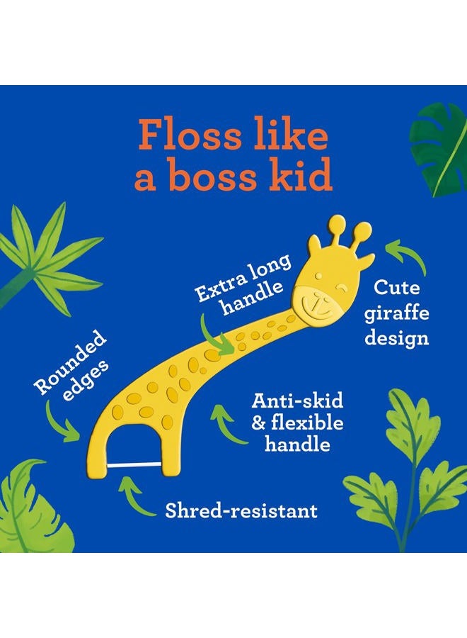 GuruNanda خيوط تنظيف الأسنان للأطفال، خيوط على شكل زرافة طويلة جدًا، خالية من الفلورايد، تصميم مقاوم للانزلاق ومقاوم للتمزق ومقبض صديق للبيئة بنكهة التوت، مثالية للأعمار من 3 سنوات فما فوق، 90 قطعة (عبوة من 1) - Image 3