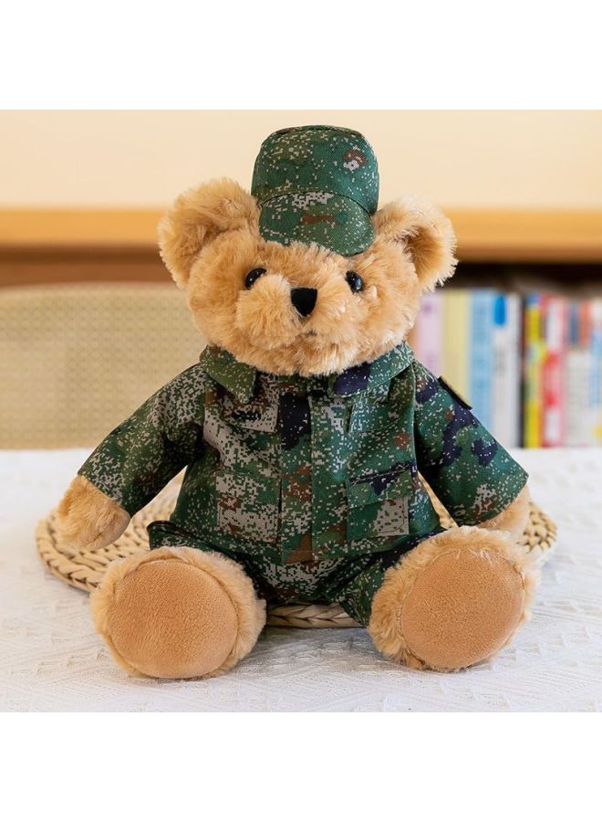 Corn Doll Special Police Bear Police Doll Traffic Police Bear Fire Souvenir Promotional Gifts-Specifications:Camouflage Uniform Brown-Color:25cm  - Image 1