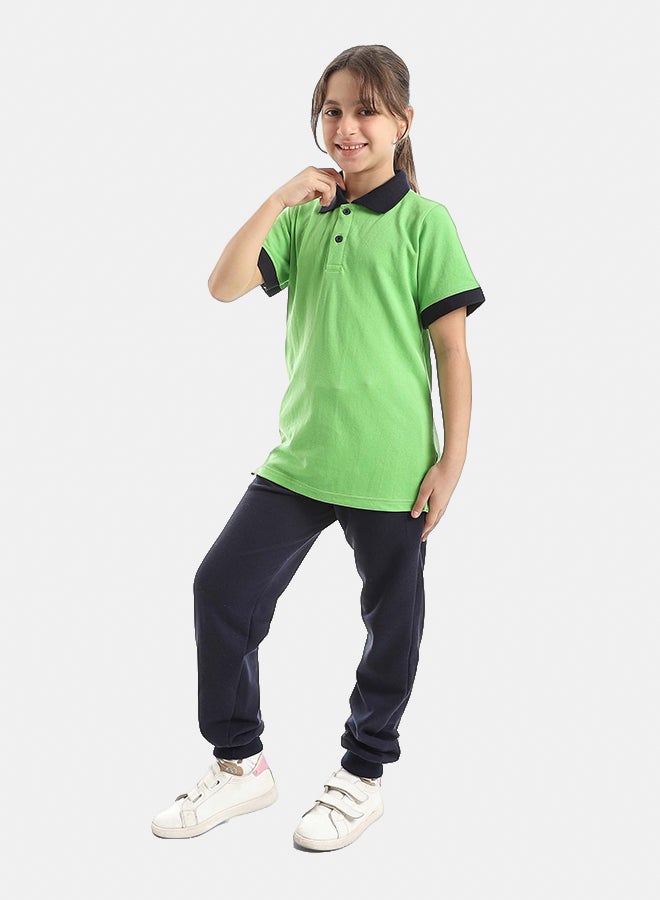 Red Circle Half Sleeve Polo Set & Pants Kids Unisex - Image 3