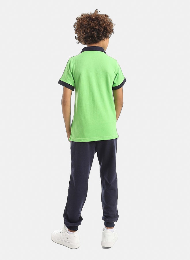 Red Circle Half Sleeve Polo Set & Pants Kids Unisex - Image 4
