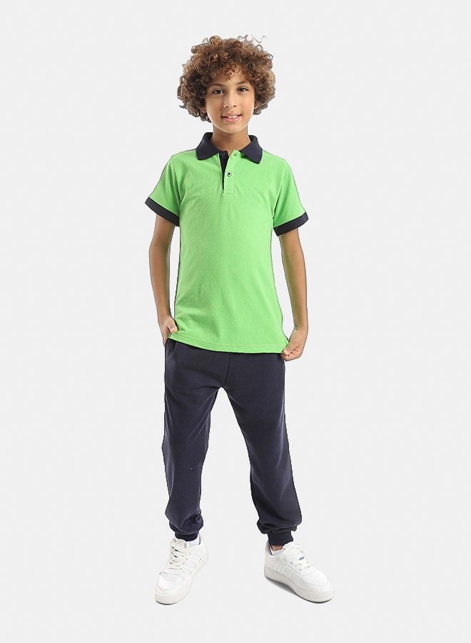 Red Circle Half Sleeve Polo Set & Pants Kids Unisex - Image 1