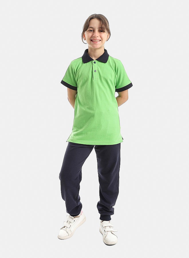 Red Circle Half Sleeve Polo Set & Pants Kids Unisex - Image 2