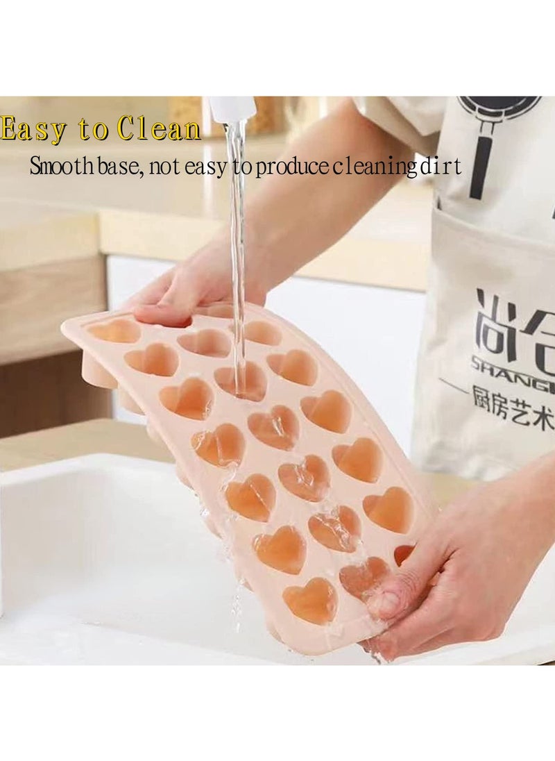 sokany - 2 Pack Heart Shaped Ice Cube Trays, 42 Holes Silicone Heart Ice Cube Tray with Lid, BPA Free and Dishwasher, Safe Mini Heart Shape Ice Cube Mold, Easy to Remove (Pink/Blue) - Image 1