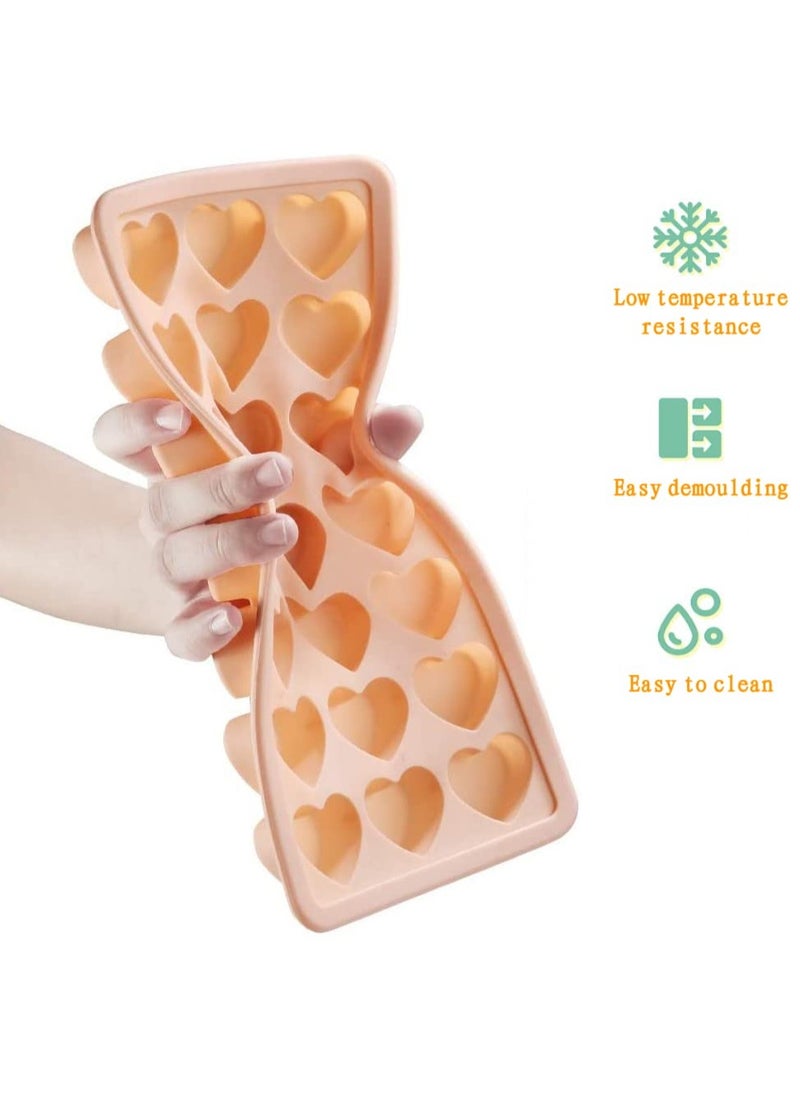 sokany - 2 Pack Heart Shaped Ice Cube Trays, 42 Holes Silicone Heart Ice Cube Tray with Lid, BPA Free and Dishwasher, Safe Mini Heart Shape Ice Cube Mold, Easy to Remove (Pink/Blue) - Image 1