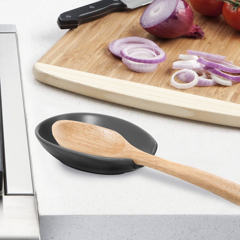 Oggi Spooner Ceramic Spoon Rest- Spoon Rest For Stove Top  Spoon Holder For Countertop  Kitchen Decor For Counter  Coffee Bar Accessories  Gray - Image 3