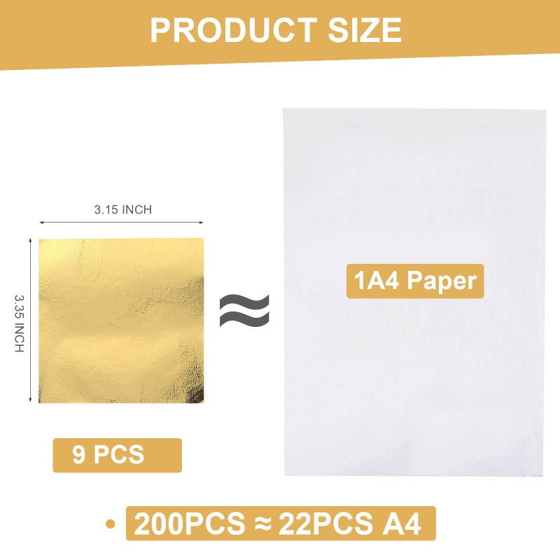 Bubimon 200pcs BUBIMON Imitation Rose Silver Gold Leaf Sheets Gold Foils Sheets Nail Foil for Paint, Resin, Nails, Jewelry, Slime, Arts, Gilding Crafting, Decoration, Sculpture, Furniture - Image 4