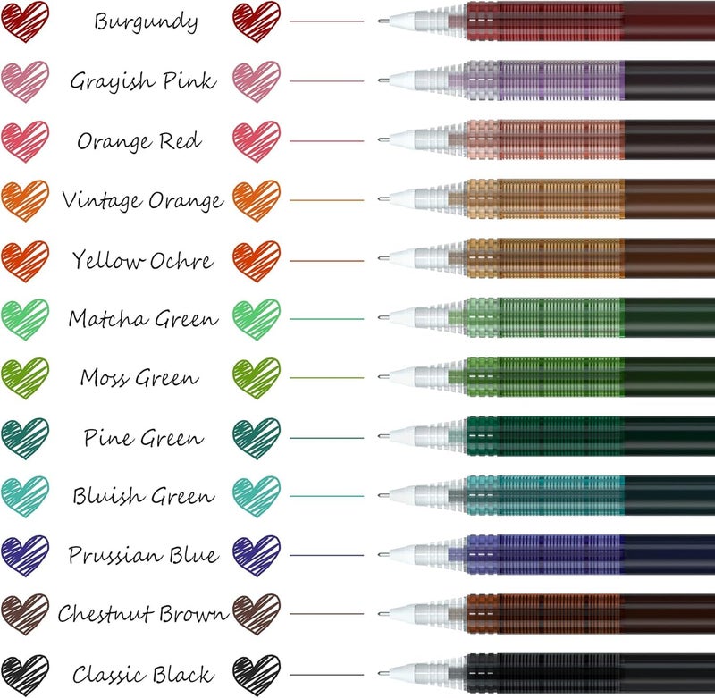 SUPER TOY Liquid Ink Rollerball Pens 12Pc Multi Colored 0.5mm Fine Point Gel Pens for Journaling Smooth Writing Office Stationery Art Supplies School Gift - Image 5