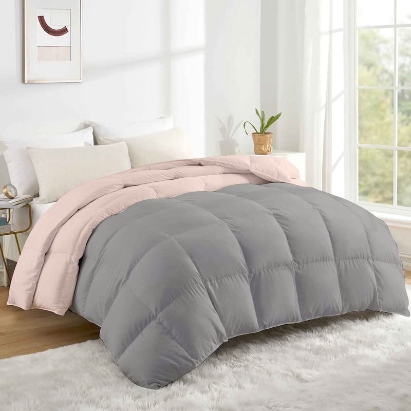 Razzai 500 GSM Winter Comforter Premium Collection Quilted Revesible Comforter (90" x 90" Inches/228cm x 228cm) - Queen Size | Silver/Peach| TC - 400 - Image 2