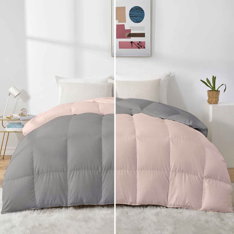 Razzai 500 GSM Winter Comforter Premium Collection Quilted Revesible Comforter (90" x 90" Inches/228cm x 228cm) - Queen Size | Silver/Peach| TC - 400 - Image 1