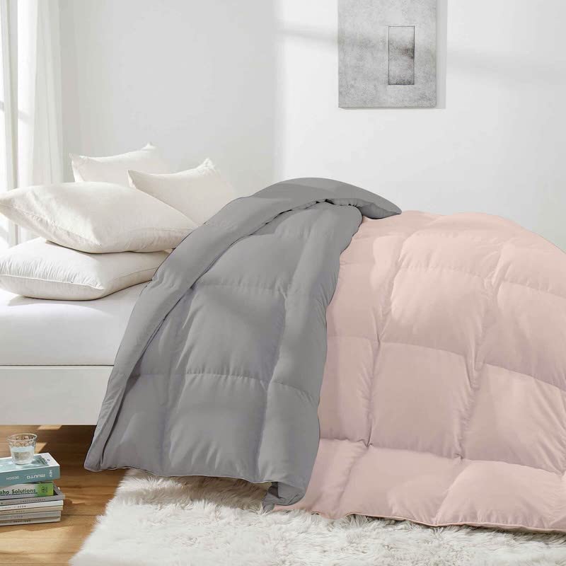 Razzai 500 GSM Winter Comforter Premium Collection Quilted Revesible Comforter (90" x 90" Inches/228cm x 228cm) - Queen Size | Silver/Peach| TC - 400 - Image 3