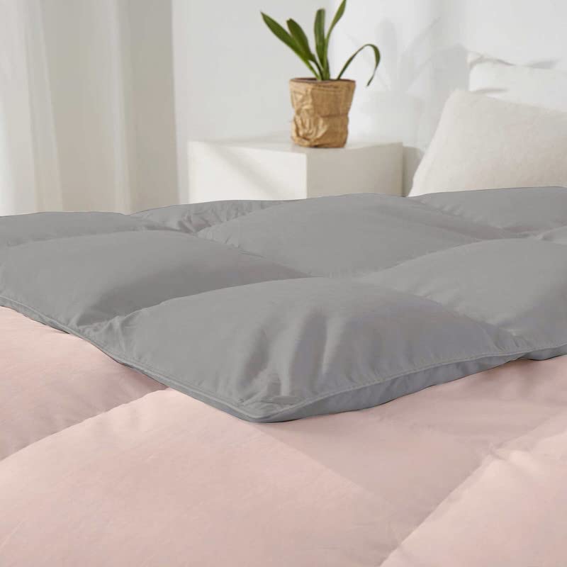 Razzai 500 GSM Winter Comforter Premium Collection Quilted Revesible Comforter (90" x 90" Inches/228cm x 228cm) - Queen Size | Silver/Peach| TC - 400 - Image 4