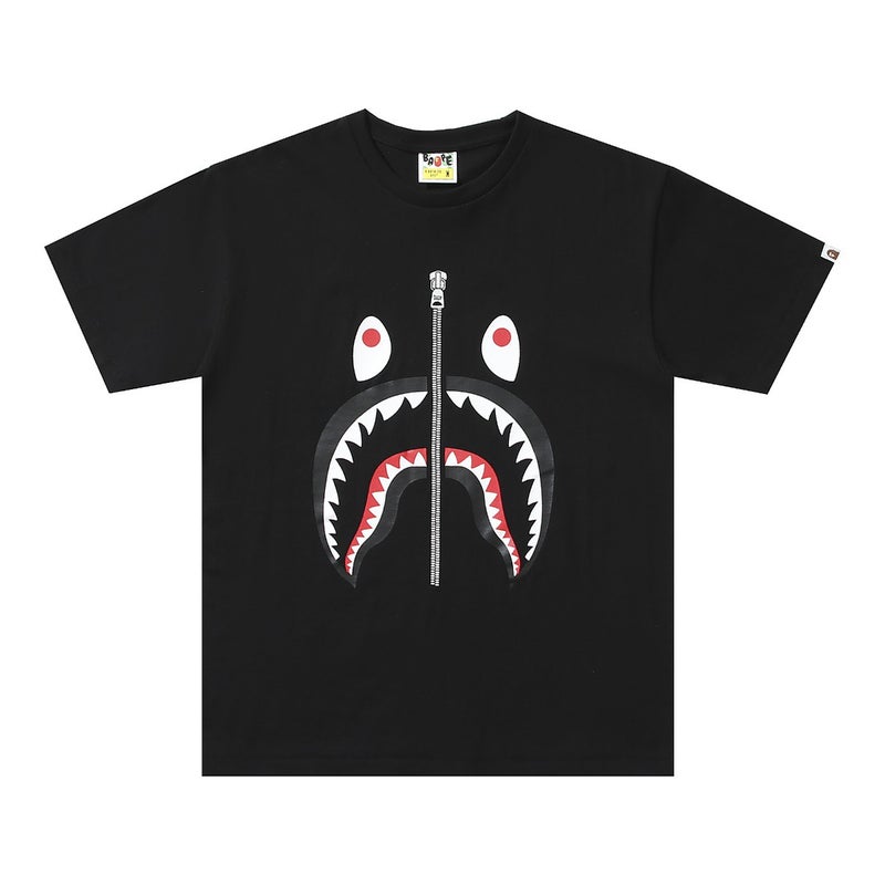 Japanese Trendy Brand Bape Luminous Camouflage Embroidered Shark Print Short-Sleeved T-Shirt For Men And Women Loose Half-Sleeved Shirt - Image 1