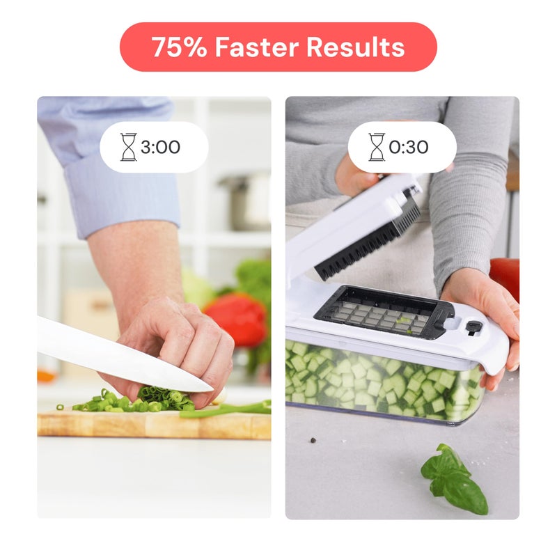 Fullstar فولستار الشيف المحترف الأصلي - قاطع الخضار ومقشر، قاطع الطعام مع حاوية، قاطع الفواكه، أدوات المطبخ والهدايا، أساسيات المنزل (9 في 1، أبيض) - Image 4