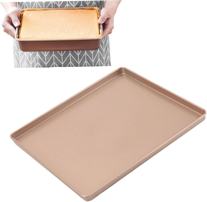 Cookie Baking Sheets 12x10in Nonstick Carbon Steel Baking Tray Heavy Duty Thick Sheet Pans for Roasting Cooking, Rose Gold Nonstick Sheets - Image 5