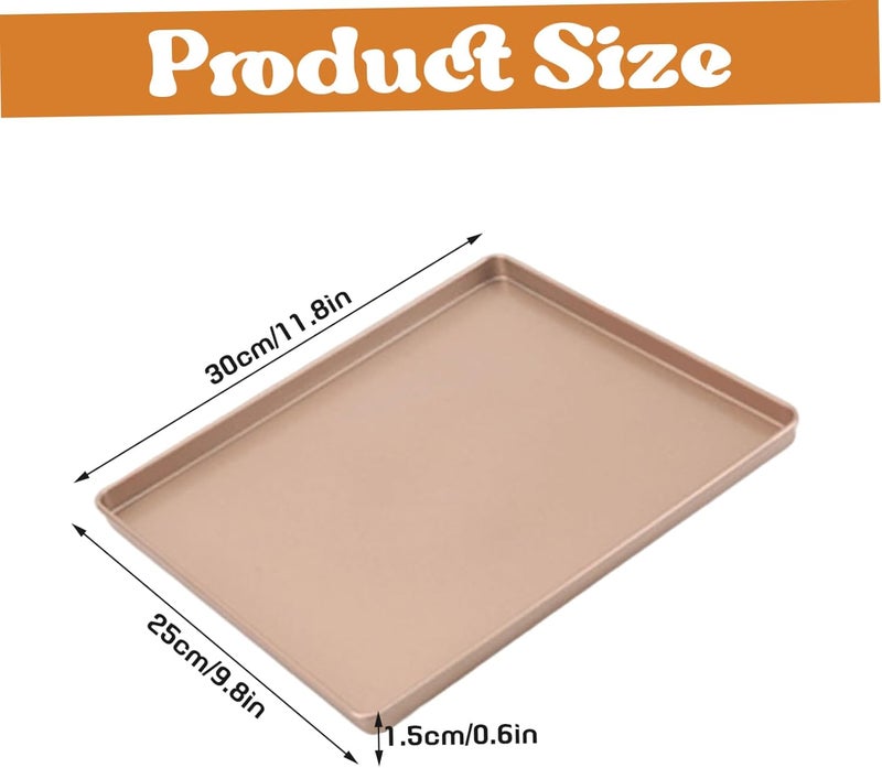 Cookie Baking Sheets 12x10in Nonstick Carbon Steel Baking Tray Heavy Duty Thick Sheet Pans for Roasting Cooking, Rose Gold Nonstick Sheets - Image 4