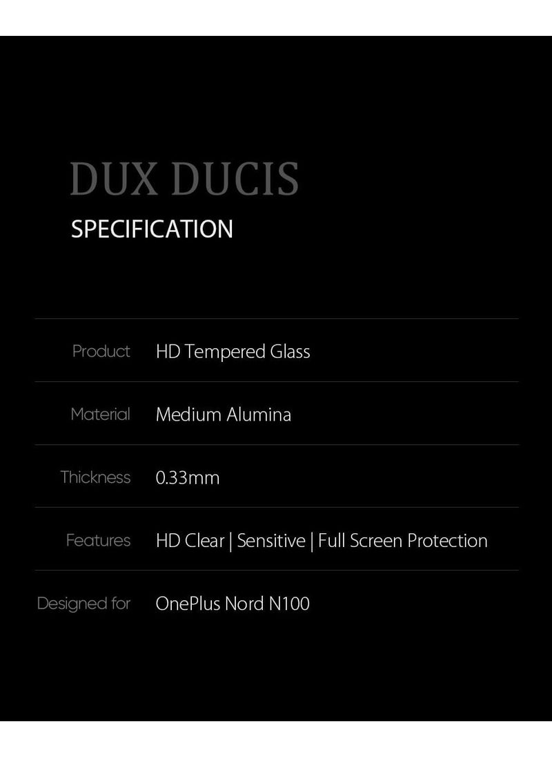 DUX DUCIS - DUX DUCIS 9D Tempered Glass Screen Protector, Designed for OnePlus Nord N100, Medium Alumina Glass Film Full Glue HD Clear Phone Screen Protector - Black - Image 1