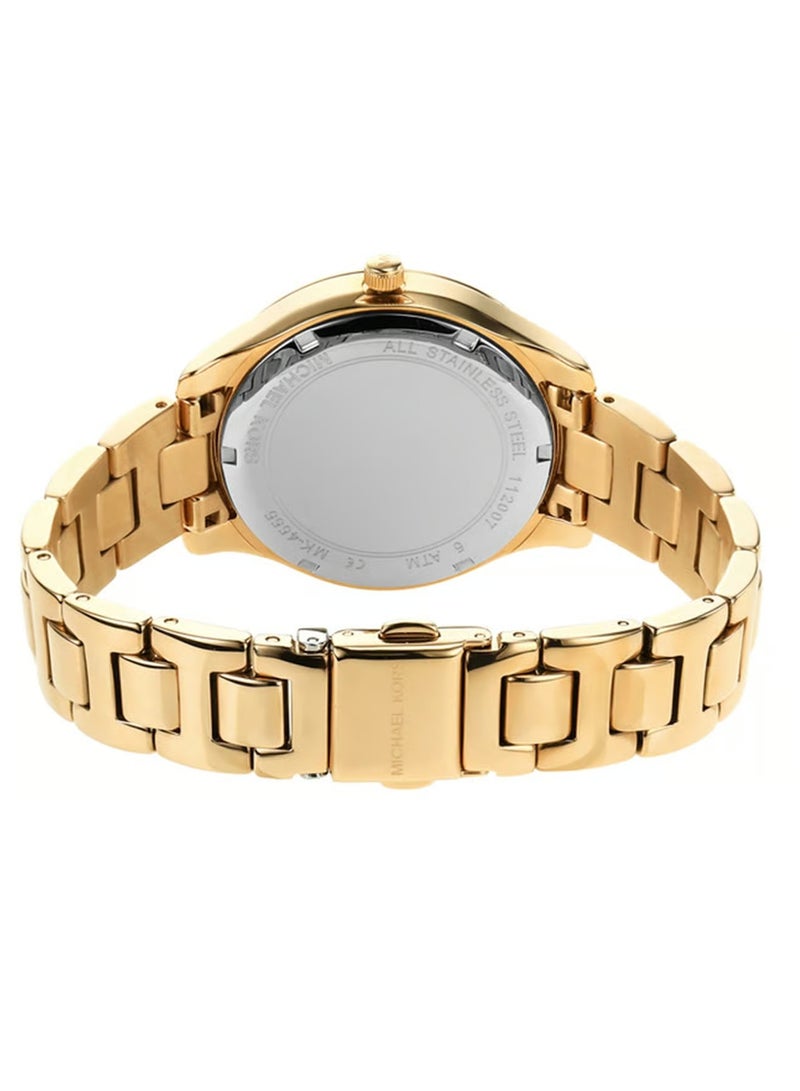 ام كي Liliane MK4555 ميناء من عرق اللؤلؤ وحزام من الفولاذ المقاوم للصدأ باللون الذهبي - Image 2