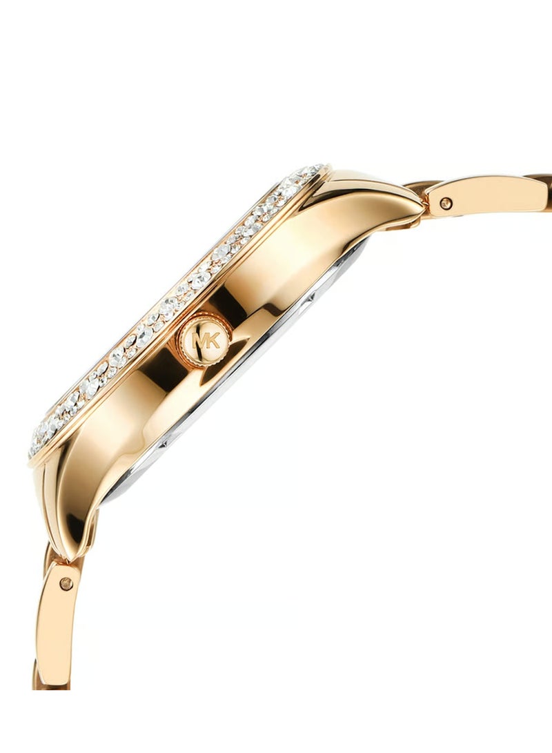 ام كي Liliane MK4555 ميناء من عرق اللؤلؤ وحزام من الفولاذ المقاوم للصدأ باللون الذهبي - Image 3