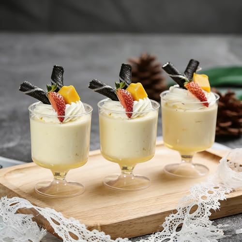 CEZOOWYEX 160 Pieces 5oz Small Dessert Cups with Spoons, Clear Parfait Cup for Party, Serves 80 Mini Plastic Goblet Wine Shot Cup for Fruit Ice Cream Mousse Pudding Appetizer Bowl - Image 4
