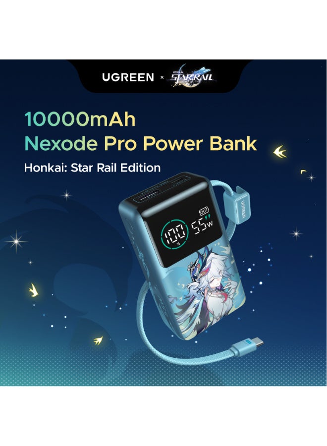Ugreen 10000mAh 55W Pocket Size Power Bank Fast Charging with Built-in Cable, Compact Portable Small size Fast Charger Battery Pack with Smart TFT Digital Display, 35W Fast Input, Powerbank for Samsung, iPhone, Xiaomi Devices and Travel Use-Silver 10000 55W Mini Braided C cable 55W Mini Braided C cable-Collab - Image 1