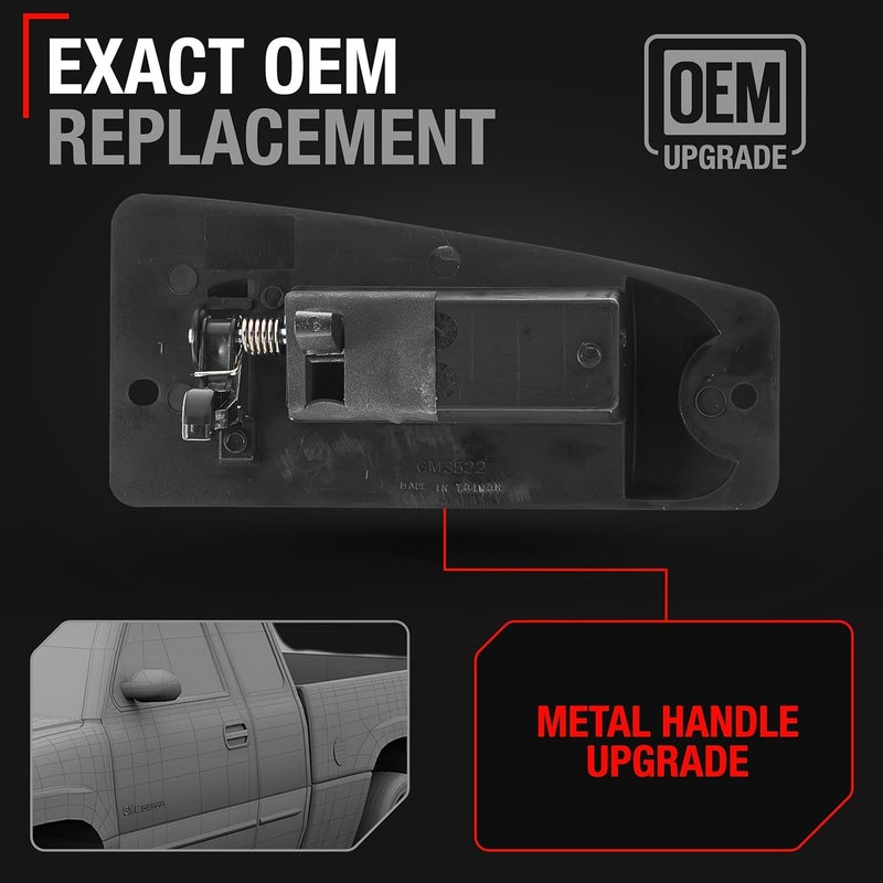 T1A Extended Cab Door Handle, Upgraded Metal, Rear Driver Door Handle Compatible with 1999-2007 Chevrolet Silverado 1500 2500; 99-07 GMC Sierra 1500 2500, & 01-07 Silverado or Sierra 3500 - OEM 15758172 - Image 3