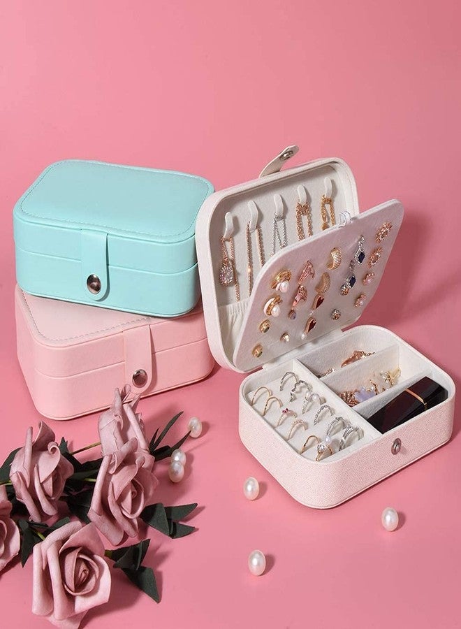 Overa Jewelry Organizer Box for Necklace Earring Rings, Small Travel Jewelry Organizer With Double Layer design, Gifts for Women and Girls, Pink - Image 3