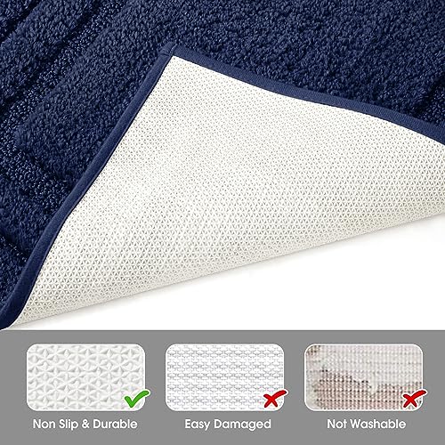 HOMEIDEAS Bathroom Rugs Sets 2 Piece, Super Soft and Absorbent Non Slip Microfiber Machine Washable Bath Mat Set (20" x 32" + 16" x 24", Navy Blue) - Image 4