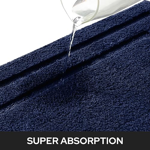 HOMEIDEAS Bathroom Rugs Sets 2 Piece, Super Soft and Absorbent Non Slip Microfiber Machine Washable Bath Mat Set (20" x 32" + 16" x 24", Navy Blue) - Image 3