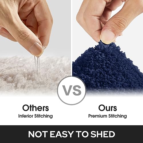 HOMEIDEAS Bathroom Rugs Sets 2 Piece, Super Soft and Absorbent Non Slip Microfiber Machine Washable Bath Mat Set (20" x 32" + 16" x 24", Navy Blue) - Image 5