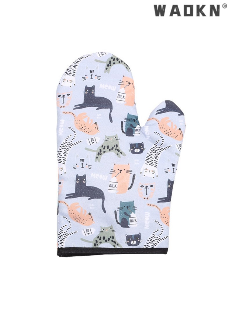 WAOKN Cute Cat Oven Mitts,Thick Lining,Heat-Resistant Gloves, Ideal for Microwave and Oven Use, High Temperature Protection, Comfortable and Safe for Cooking,Kitchen Essential,2 PCS - Image 1