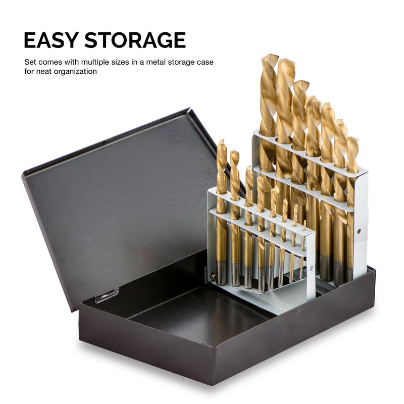 NEIKO 10037A Left-Hand Drill-Bit Set, High-Speed Steel Drills with Titanium Nitride Coating, Reverse-Twist Drill Bits, SAE Sizes, 15-Piece Set - Image 5