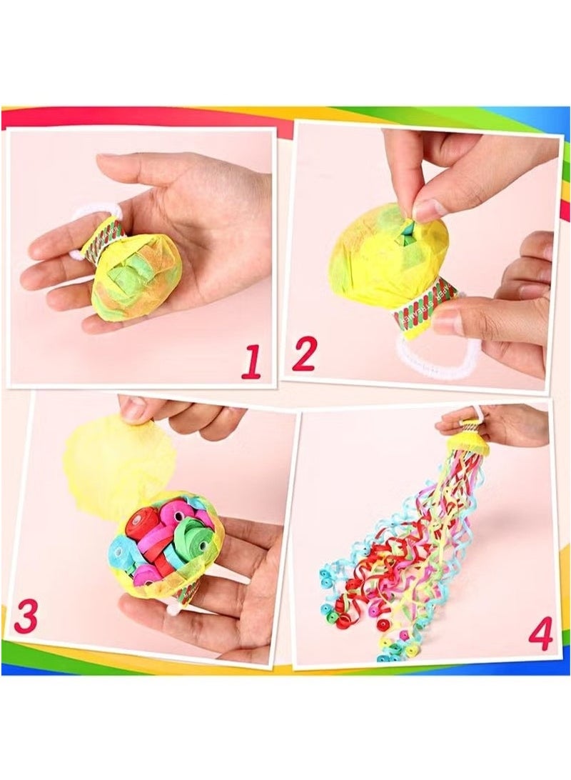 10Pcs Streamers Poppers Hand Throw Streamers with Colorful Ribbon No Mess Confetti Crackers for Wedding, Party, Graduation, Birthday, Celebration  - Image 2