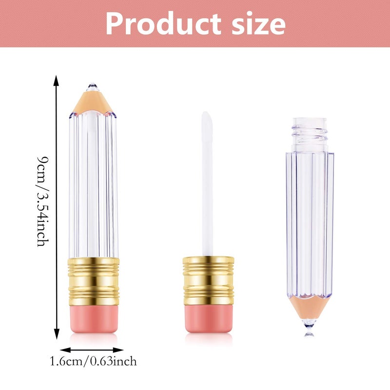 Blulu 24 Pcs 5 ml Empty Pencil Lip Gloss Tubes Bulk, Pencil Shaped Lip Gloss Containers Clear Mini Refillable Lips Balm Tubes DIY Cute Teacher Appreciation Gift for Women Girls Teacher Christmas Gift - Image 2