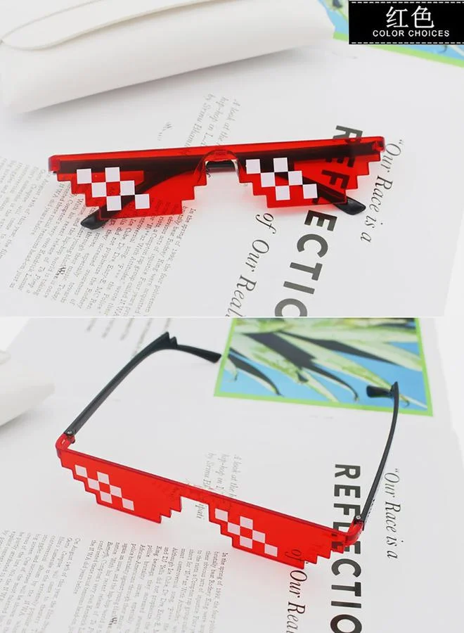Styli Thug Life Mosaic Print Party Glasses, Red