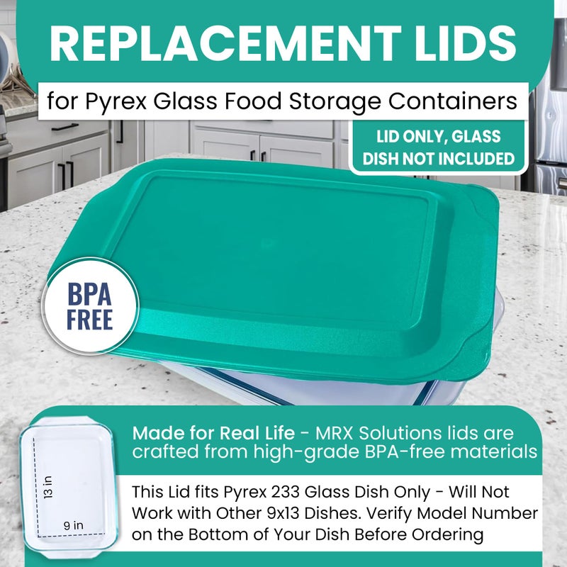 MRX Solutions Replacement Lid fits Pyrex 9x13 233 Glass Casserole Baking Dish Container with Tab Handles, for 3-Quart Model 233-PC (Turquoise) - Image 5