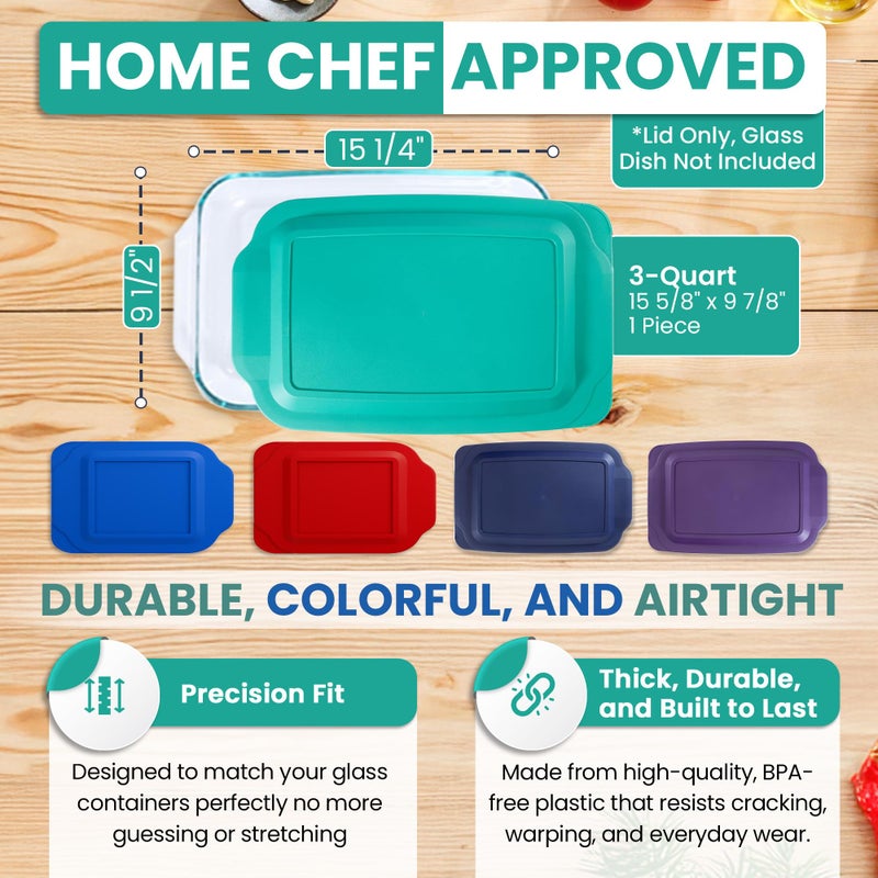 MRX Solutions Replacement Lid fits Pyrex 9x13 233 Glass Casserole Baking Dish Container with Tab Handles, for 3-Quart Model 233-PC (Turquoise) - Image 3