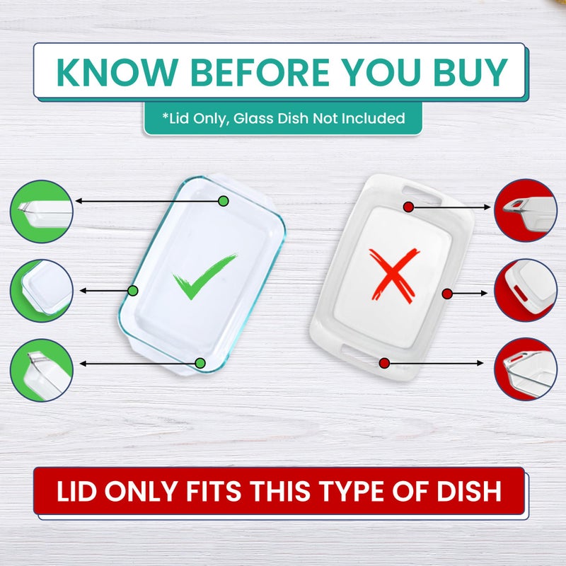 MRX Solutions Replacement Lid fits Pyrex 9x13 233 Glass Casserole Baking Dish Container with Tab Handles, for 3-Quart Model 233-PC (Turquoise) - Image 2