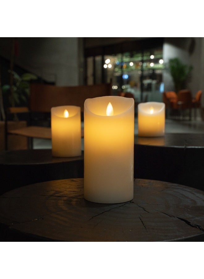 Restaurantware شموع عمودية بلا لهب 3 × 6 بوصة، 10 شمعة LED قابلة للبرمجة - لهب راقص، لحفلات الزفاف، والحفلات، شموع عمودية بيضاء من الشمع الحقيقي، التحكم عن بعد يباع بشكل منفصل - Image 3