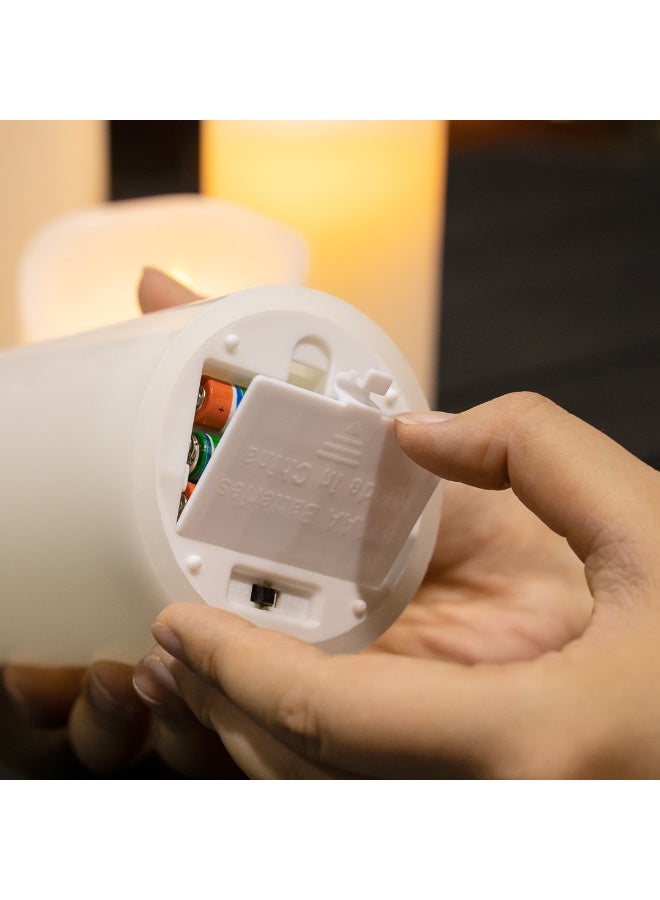 Restaurantware شموع عمودية بلا لهب 3 × 6 بوصة، 10 شمعة LED قابلة للبرمجة - لهب راقص، لحفلات الزفاف، والحفلات، شموع عمودية بيضاء من الشمع الحقيقي، التحكم عن بعد يباع بشكل منفصل - Image 5