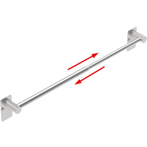 MIROAMZ Towel Bar, Adjustable 14.4inch - 25.2inch, Self Adhesive & Wall Mounted for Bathroom Kitchen Hand Towel Rack Holder Cloths Hanger SUS 304 Stainless Steel Organizer Single Bar Nickel Brushed - Image 1