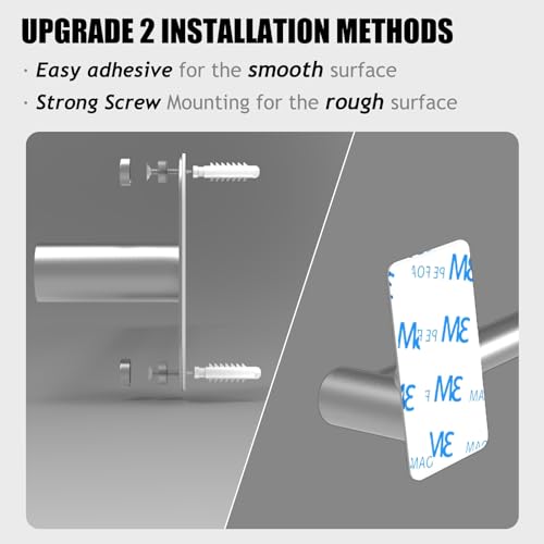 MIROAMZ Towel Bar, Adjustable 14.4inch - 25.2inch, Self Adhesive & Wall Mounted for Bathroom Kitchen Hand Towel Rack Holder Cloths Hanger SUS 304 Stainless Steel Organizer Single Bar Nickel Brushed - Image 5
